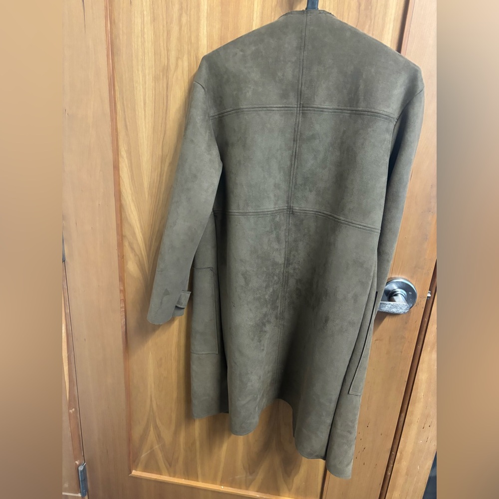 Catherine Malandrino Faux-Suede Longline Coat — XS - Picture 4 of 6